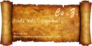 Csákó Zdenka névjegykártya